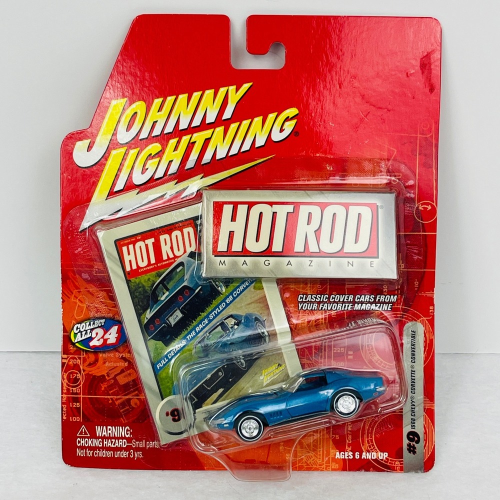 Johnny Lightning 1968 Chevy Corvette Convertible Blue Hot Rod Magazine #9 New